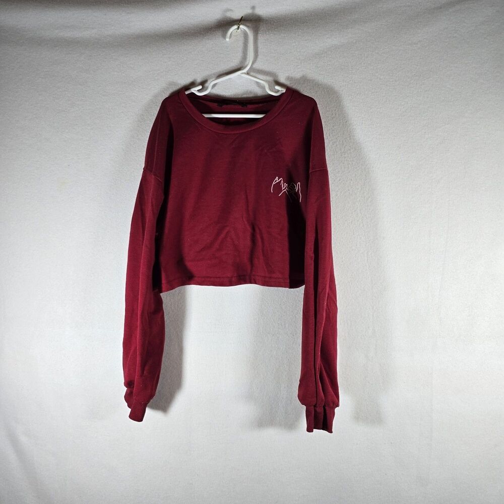 Xs red cropped shirt shein, Long Sleeve Juniors Womens Shirt